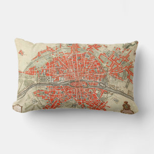 Coussin Rectangle Carte ancienne de Paris France (1721–1774)