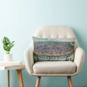 Coussin Rectangle Carte Ancienne Saint-Louis Missouri Fleuve Mississ