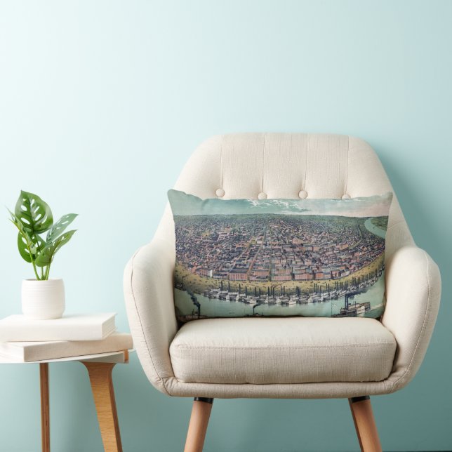 Coussin Rectangle Carte antique Saint Louis Missouri Mississippi (Chaise)