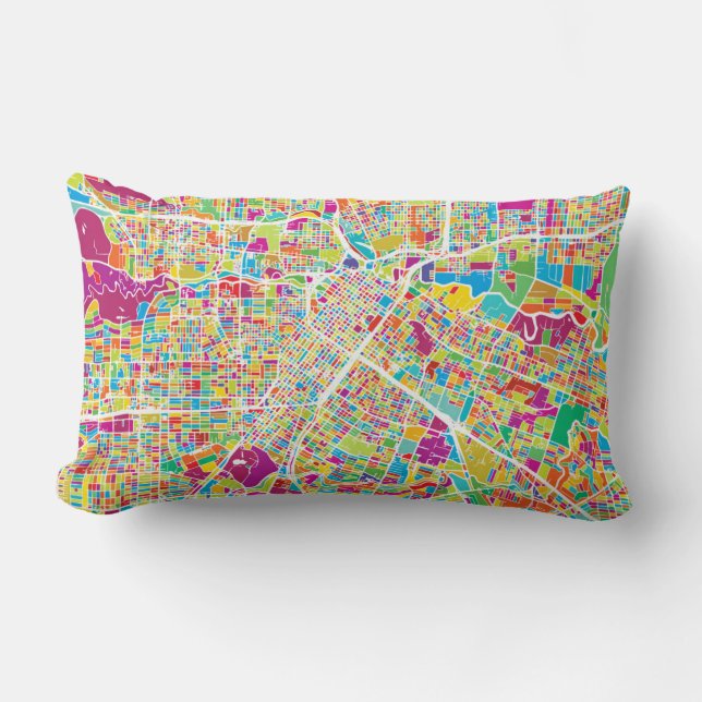 Coussin Rectangle Carte au néon de Houston, le Texas | (Recto)