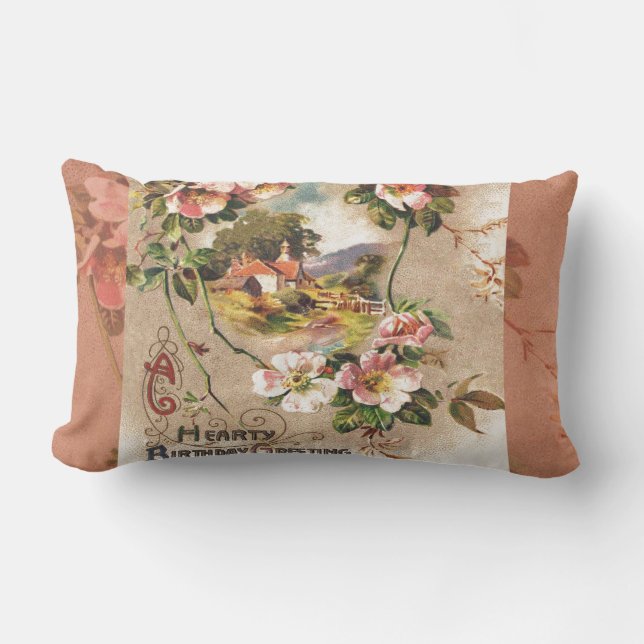 Coussin Rectangle Carte d'anniversaire vintage (Recto)