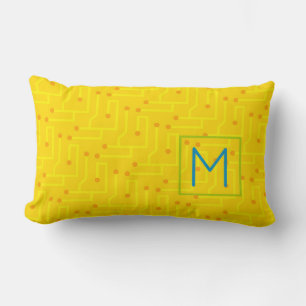 Coussin Rectangle Carte de circuit jaune orange bleu vert amusant