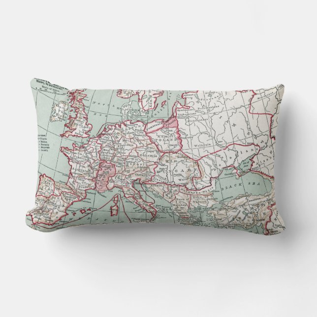 Coussin Rectangle CARTE De l'EUROPE, 12ème siècle (Recto)