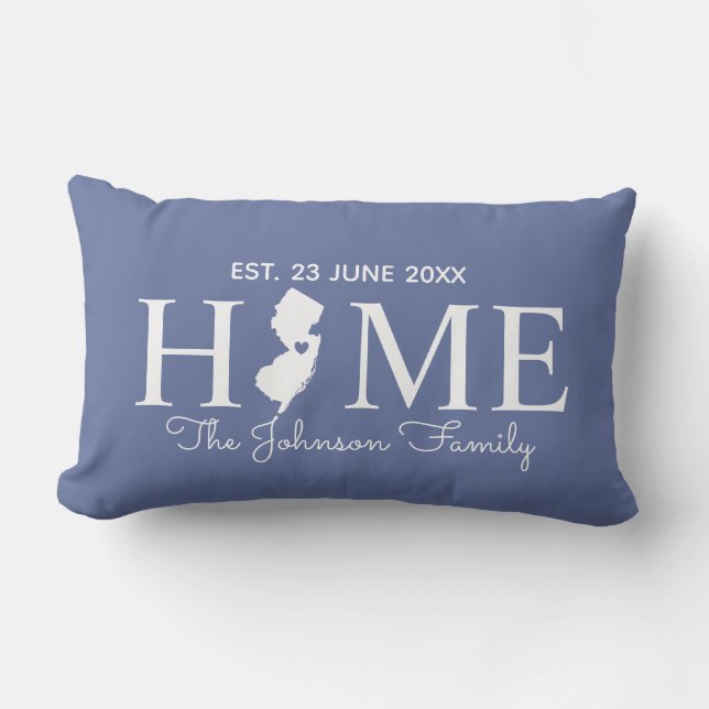 Coussin Rectangle Carte d'état du New Jersey - Famille personnalisée (Recto)