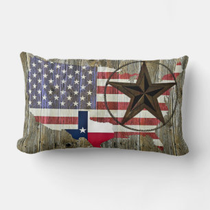 Coussin Rectangle Carte du drapeau de l'État d'étoile seule du Tex