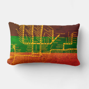 Coussin Rectangle Carte du métro de Chicago avec arrêt de train vint