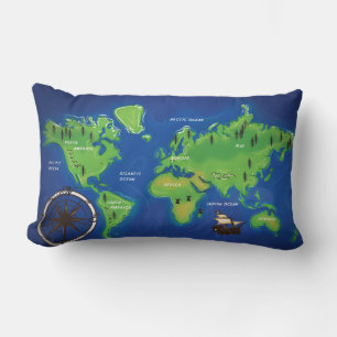 Coussin Rectangle Carte du monde