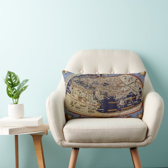 Coussin Rectangle Carte du monde antique Ptolémée, Johannes d'Arnshe (Chaise)
