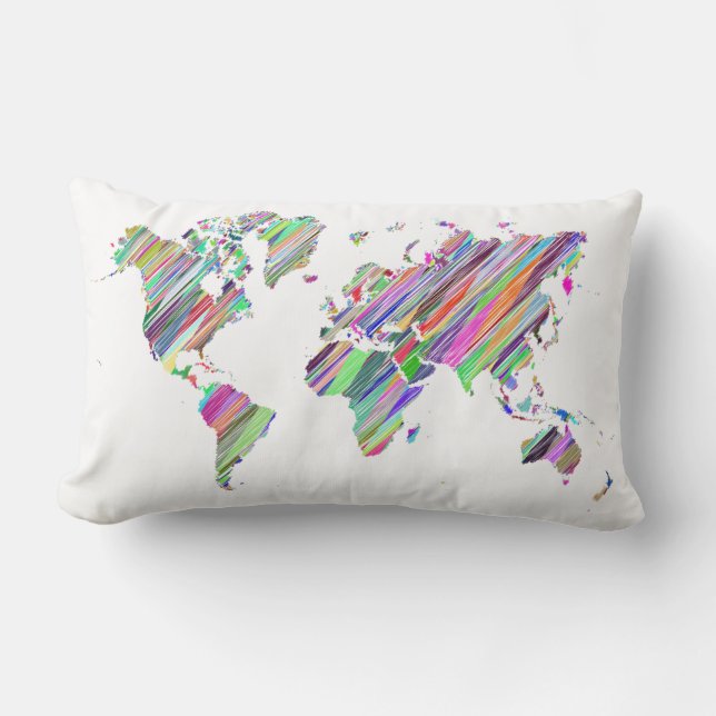Coussin Rectangle Carte du monde Rainbow (Recto)