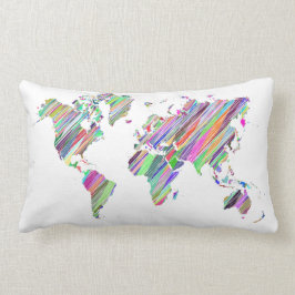 Coussin Rectangle Carte du monde Rainbow