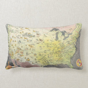 Coussin Rectangle Carte imagée de l'Amérique - croquis de bande