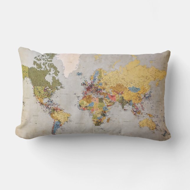 Coussin Rectangle carte mondiale (Recto)