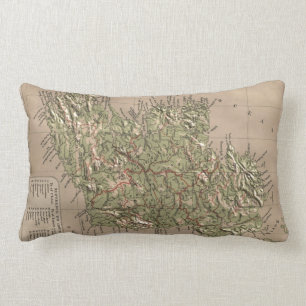 Coussin Rectangle Carte physique vintage de l'Irlande (1880)