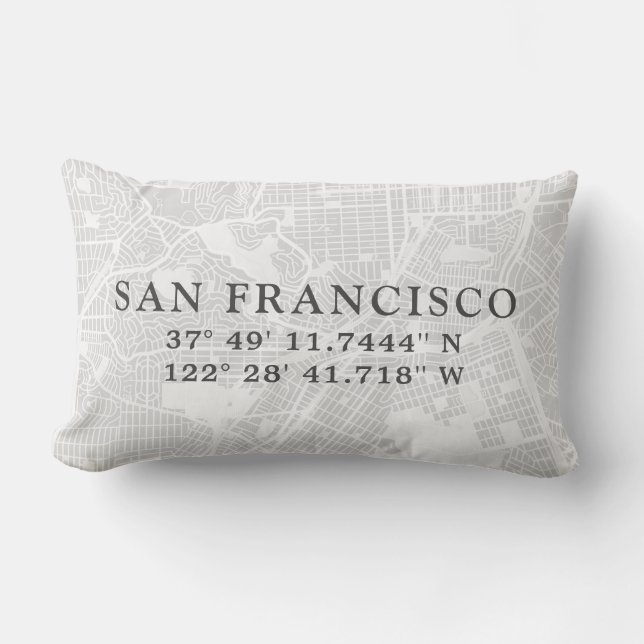 Coussin Rectangle Carte San Francisco personnalisée | gris clair (Recto)