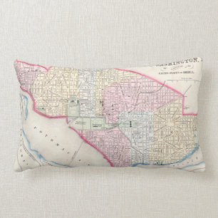 Coussin Rectangle Carte vintage de DC de Washington (1864)