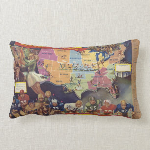Coussin Rectangle Carte vintage de football américain des années