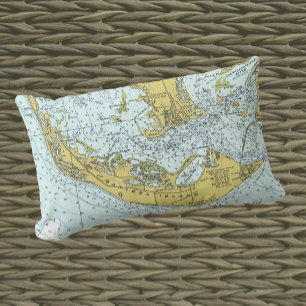 Coussin Rectangle Carte vintage de Sanibel Island Floride