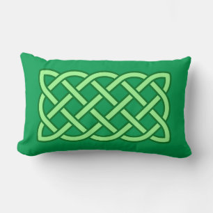 Coussin Rectangle Celtic Knot Motif, Emerald et Lime Green