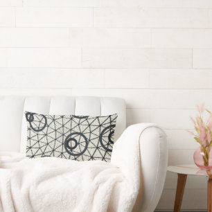 Coussin Rectangle Cercles Abstraits noirs et blancs