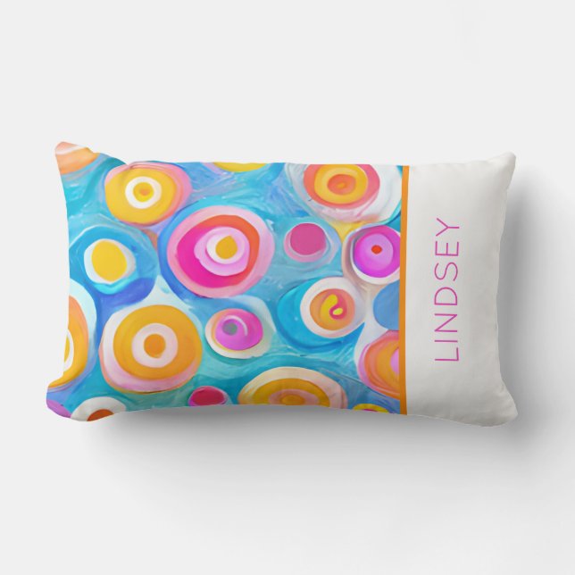 Coussin Rectangle Cercles d'art Abstraits Couleurs vives NOM moderne (Recto)