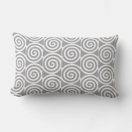 Coussin Rectangle Cercles en spirale abstraits sur gris argent rapid