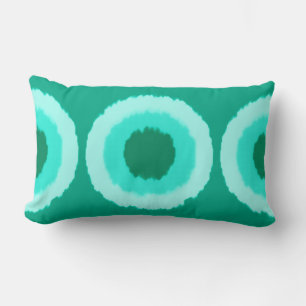 Coussin Rectangle Cercles tribaux modernes de batik - turquoise et a