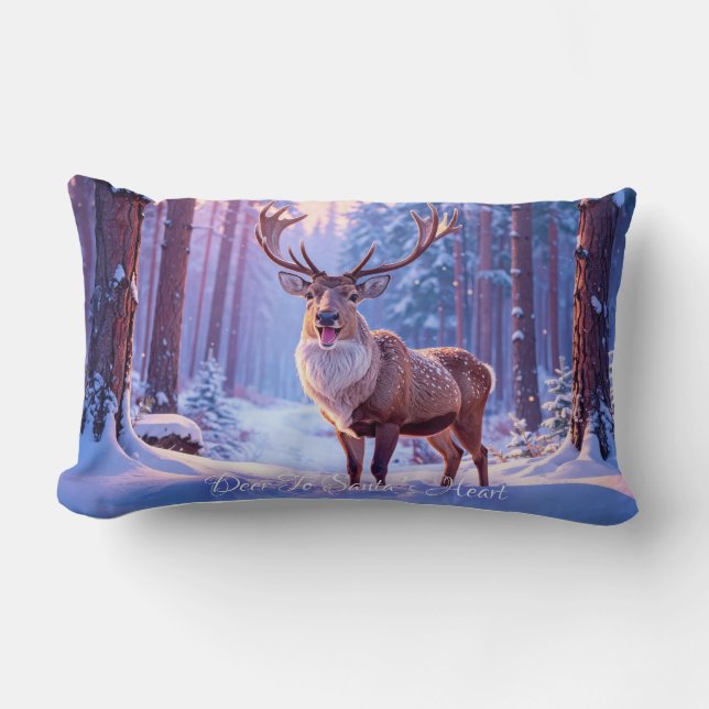 Coussin Rectangle Cerf À Père Noël Coeur - Rindeer (Recto)