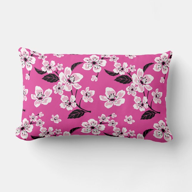 COUSSIN RECTANGLE CERISIER EN FLEURS - SAKURA (ROSE) (Recto)