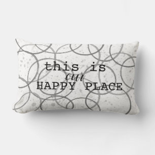 Coussin Rectangle c'est notre joyeux endroit gris et blanc art moder