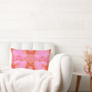 Coussin Rectangle Chaîne de marguerite psychédélique - rose orange