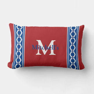 Coussin Rectangle Chaîne Hexagon Moderne Côtier Monogramme Nautique 