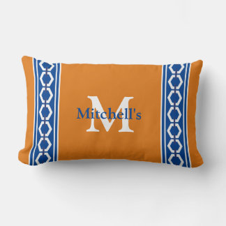 Coussin Rectangle Chaîne hexagonale Monogramme nautique côtier moder