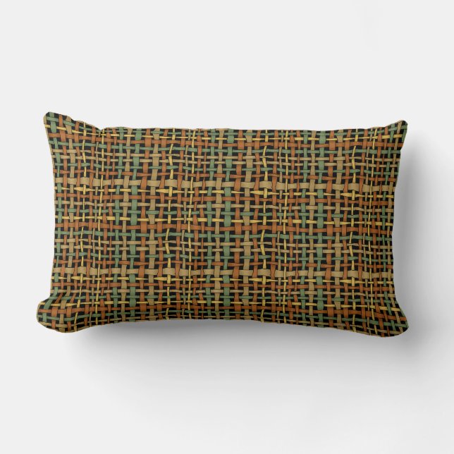 Coussin Rectangle Chaînes graphiques tissées d'aspect naturel Vert (Recto)