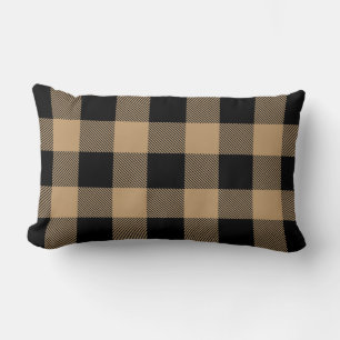Coussin Rectangle Chameau Tan Black Buffalo Check Plaid