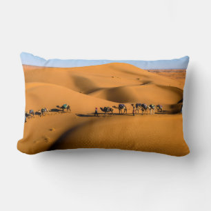 Coussin Rectangle chameaux dans le désert sous ciel bleu