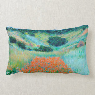 Coussin Rectangle Champ Claude Monet Poppy dans un trou près de give
