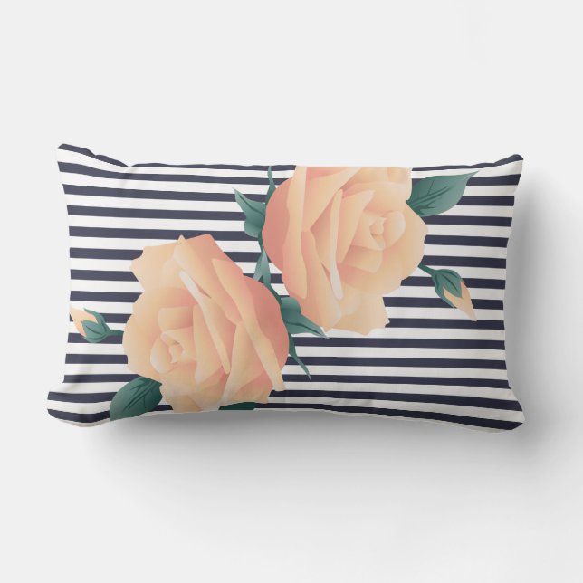 Coussin Rectangle Champagne Blush Rose et Grandes Blancs Modernes (Recto)