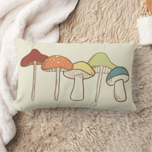 Coussin Rectangle Champignons Rainbow Cottagecore Illustré