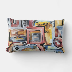 Coussin Rectangle Chant Dans La Cuisine Peinte À La Main Art Abstrai