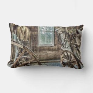 Coussin Rectangle Chariot couvert, roue de chariot en bois