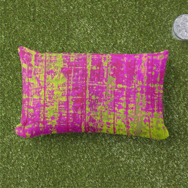 Coussin Rectangle Chartreuse Kiss rose et vert Abstrait (Herbe)