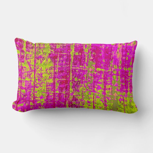 Coussin Rectangle Chartreuse Kiss rose et vert Abstrait (Recto)