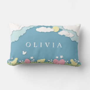 Coussin Rectangle Chasse aux oeufs de Pâques, vacances de printemps