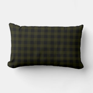 Coussin Rectangle Chasseur vert et noir   Plaid Buffalo