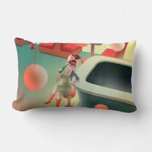 Coussin Rectangle Chat élégant avec bouteille assise au bar