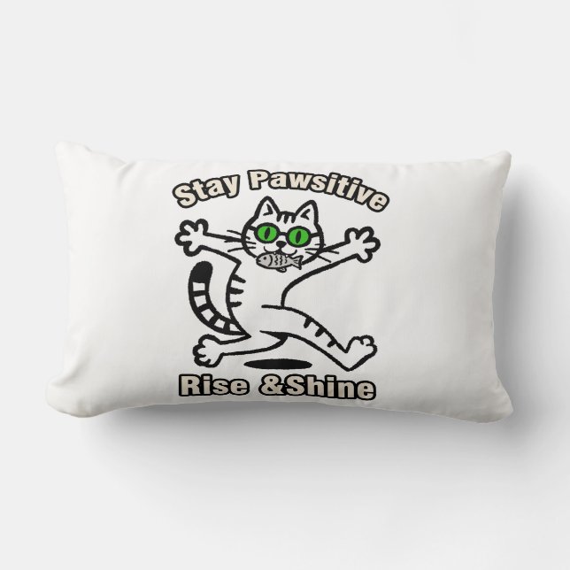 Coussin Rectangle Chat Restez Positif (Recto)