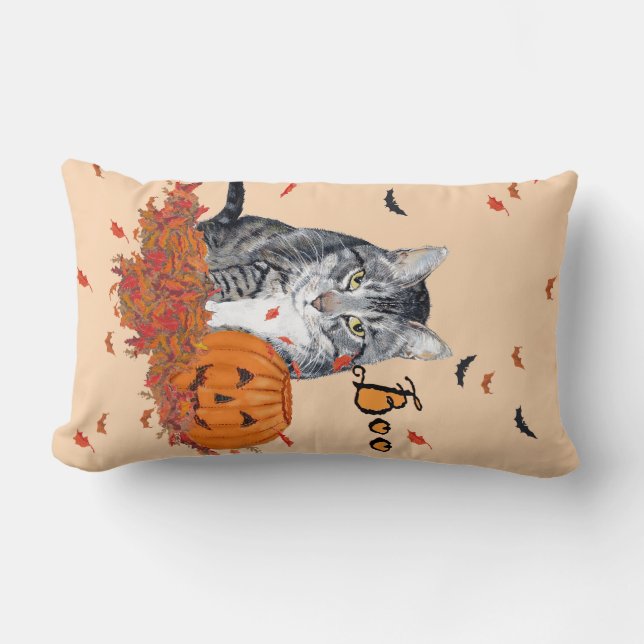 Coussin Rectangle Chat tigré Halloween (Recto)