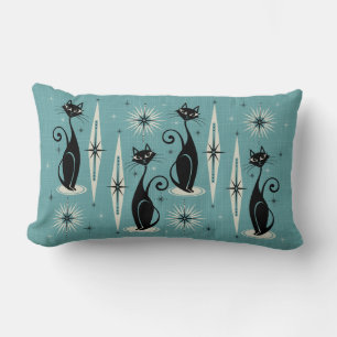 Coussin Rectangle Chats atomiques Meow Retro du milieu du siècle - B