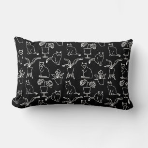 Coussin Rectangle Chats blancs en noir