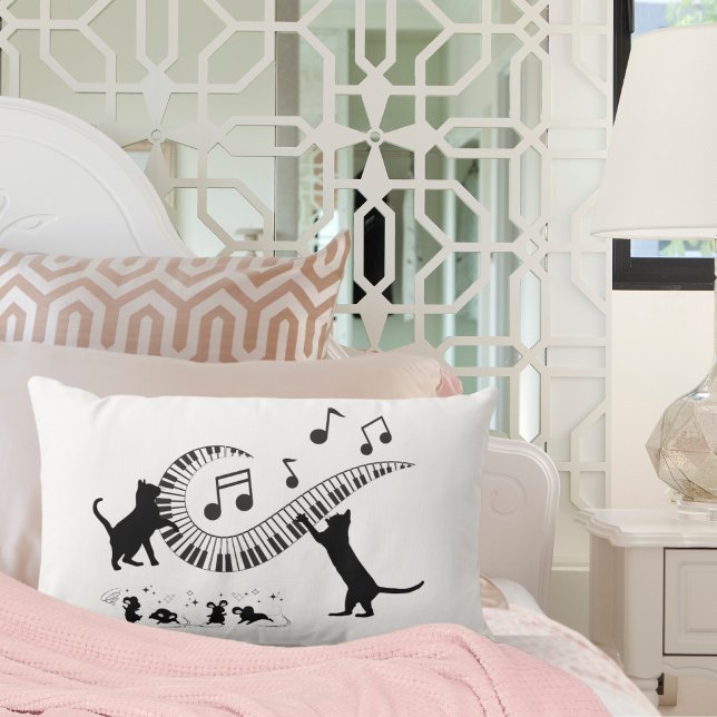 Coussin Rectangle Chats de jazz | Piano (Créateur téléchargé)